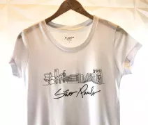 Camiseta Viscose de Bambu Baby Look Branca São Paulo