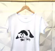 Camiseta Viscose de Bambu Baby Look Branca Panda Not Today