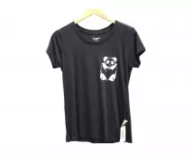 Camiseta Viscose de Bambu Feminina Baby Look Preta Panda Bolso