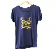 Camiseta Viscose de Bambu Feminina Baby Look Azul Marinho Cool Dog