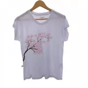Camiseta Viscose de Bambu Feminina Baby Look Branca Cerejeira