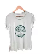 Camiseta Viscose de Bambu Feminia Verde Clara Árvore da Vida