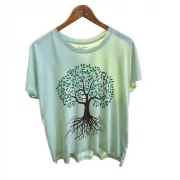 Camiseta Viscose de Bambu Batinha Verde Clara Árvore da Vida