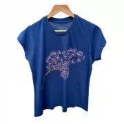 Camiseta Viscose de Bambu Feminina Baby Look Azul Cerejeira