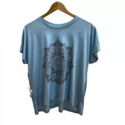 Camiseta Viscose de Bambu Batinha Azul Mescla Mandala