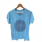 Camiseta Viscose de Bambu Baby Look Azul Mesclado Mandala