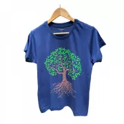 Camiseta Viscose de Bambu Baby Look Azul Marinho Árvore da Vida
