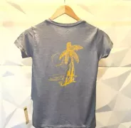 Camiseta Infantil Viscose de Bambu Masculina Cinza Mesclado Surf
