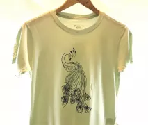 Camiseta Viscose de Bambu Baby Look Verde Clara Pavão