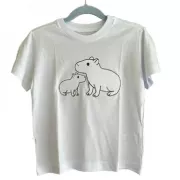 Camiseta Viscose de Bambu Infantil Branca Capivaras Bordado