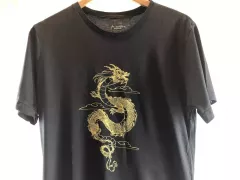 Camiseta Viscose de Bambu Masculina Preta Dragão