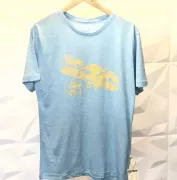 Camiseta Viscose de Bambu Masculina Azul Mesclado Avião Santos Dummond