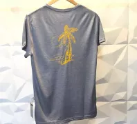 Camiseta Viscose de Bambu Masculina Cinza Mesclado Surf