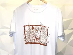 Camiseta Viscose de Bambu Masculina Branca Onça Pintada