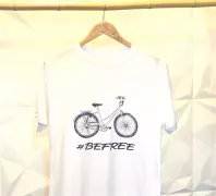 Camiseta Viscose de Bambu Masculina Branca Bicicleta