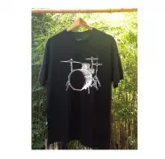 Camiseta Viscose de Bambu Masculina Preta Rock Bateria