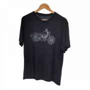 Camiseta Viscose de Bambu Masculina Preta Moto Motocicleta
