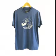 Camiseta Viscose de Bambu Masculina Azul Marinho Ondas