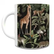 Caneca Porcelana Animais da Savana Africana Elefante Girafa