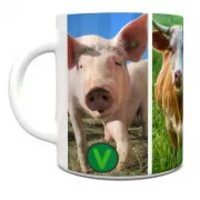 Caneca Porcelana Porco Vaca Ovelha Bode