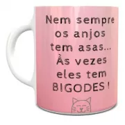 Caneca Porcelana Gato Anjos Bigode Sem Asas