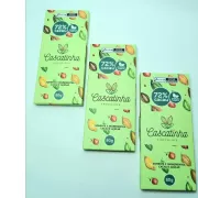 Kit 03 unid. chocolate barra 72% cacau adoçado com açúcar demerara orgânico 240g