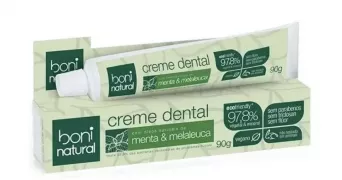 Creme Dental Menta & Melaleuca - Sem Fluor e Vegano 90g - Boni Natural