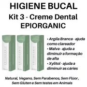 Kit 3 unidades - CREME DENTAL EPIORGANIC - 90g - Natural - Vegano - S/Glúten - S/Flúor da Biozenthi