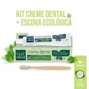 Kit creme dental Vegano Menta e Melaleuca + 1 escova de bambu 