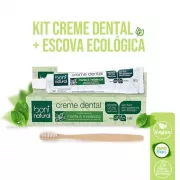 Kit creme dental Vegano Menta Melaleuca + 1 escova de bambu ECO