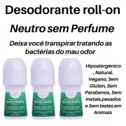 Kit 3 Desodorantes Roll-on Neutro 65ml - Natural - Vegano - Sem Glútem - Sem Alumínio