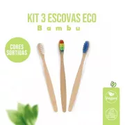 Kit 3 Escovas ecológicas de bambu (Cores Sortidas) Zero Waste