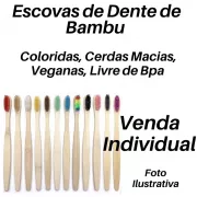 Escova De Dente De Bambu - Coloridas, Cerdas Macias, Veganas, Livre De Bpa