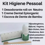 Kit Vegan - 1 Desodorante Neutro + 1 Creme Dental + 1 Escova De Bambu