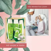 Kit Toda Aloe - Cabelo, Rosto + Estojo de Madeira + Ecopad 
