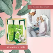 Kit Toda Aloe Cabelo, Rosto + Estojo de Madeira + Ecopad OFERTA