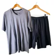 Conjunto Pijama Masculino Viscose de Bambu Cinza Mescla Shorts