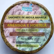 Sabonete Argila Amarela - Amêndoa e Hortelã 90g - Aromas de Gokula
