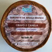 Sabonete Argila Branca - Cravo e Canela 90g - Aromas de Gokula