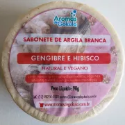 Sabonete Argila Branca - Gengibre e Hibisco - 90g - Aromas de Gokula
