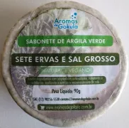 Sabonete Argila Verde - Sete Ervas e Sal Grosso 90g - Aromas de Gokula