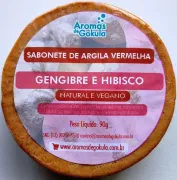 Sabonete Argila Vermelha - Gengibre e Hibisco 90g - Aromas de Gokula