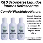 Kit 3 Sabonetes Líquido Íntimo Refrescante - Natural - Vegano - S/Glúten