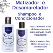 Kit Shampoo E Condicionador Matizador e Desamarelador - Natural - Vegano - Sem Glúten