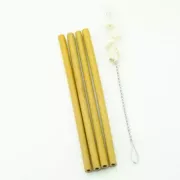 4 Canudos de Bambu com 1 Escovinha