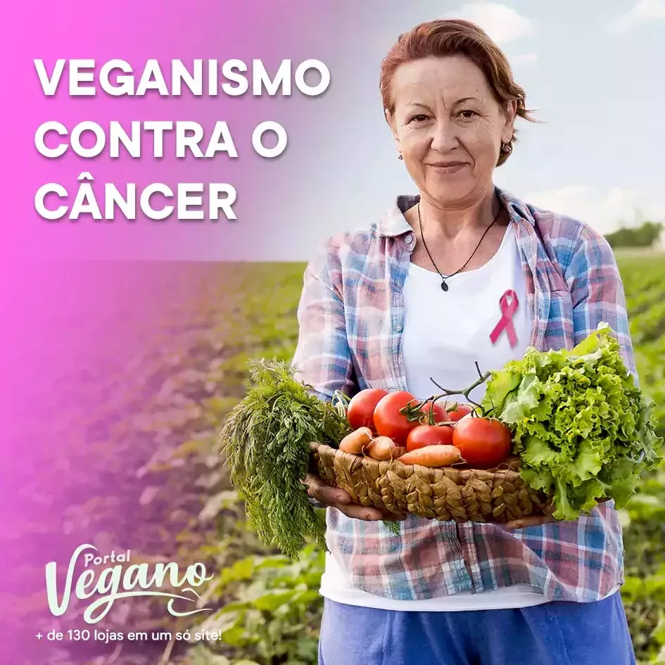 Veganismo contra o câncer - Na imagem, uma senhora segurando uma bacia com legumes e verduras